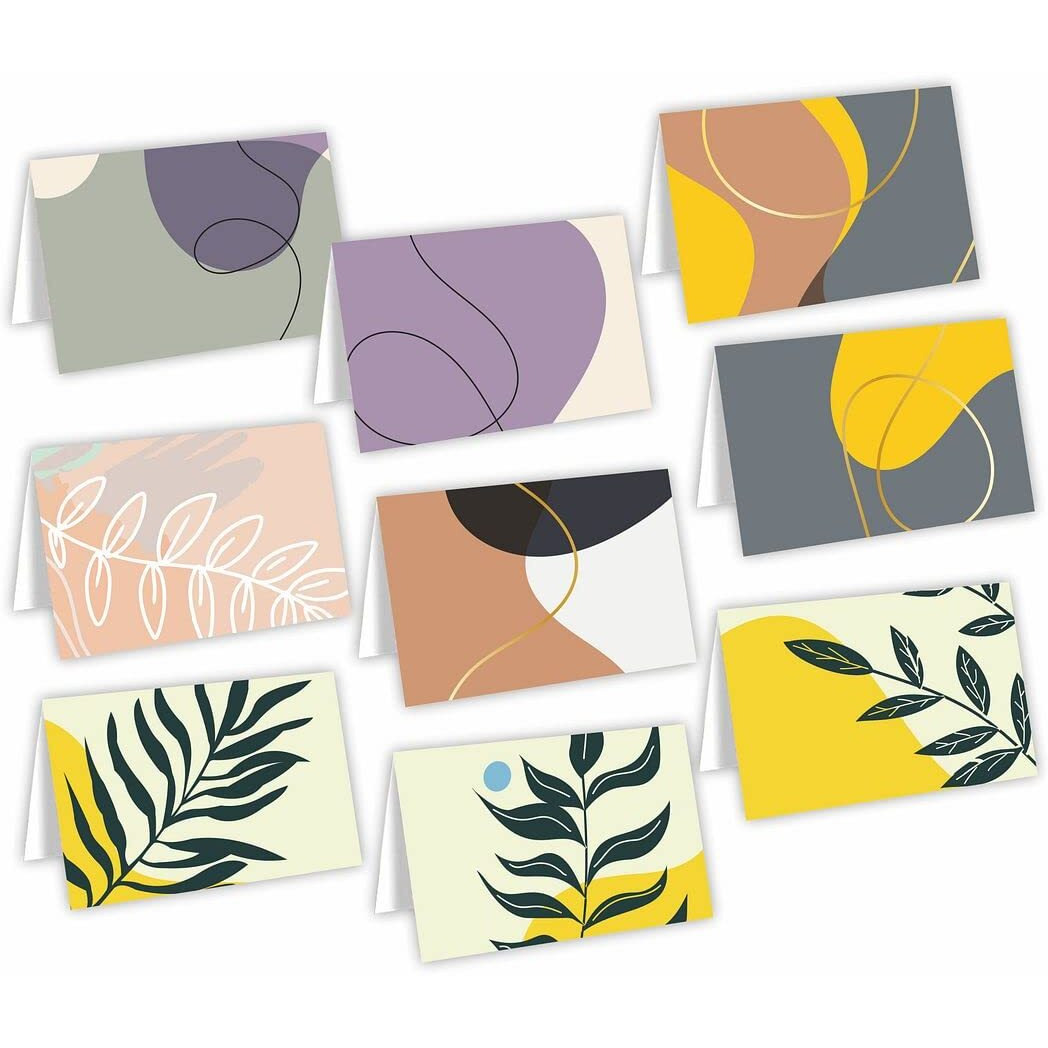 CVANU Attractive 9 Designs Greeting Cards, Blank Notecard with Envelopes for Office, All Occasion(54pc)(3x4inch)_c26