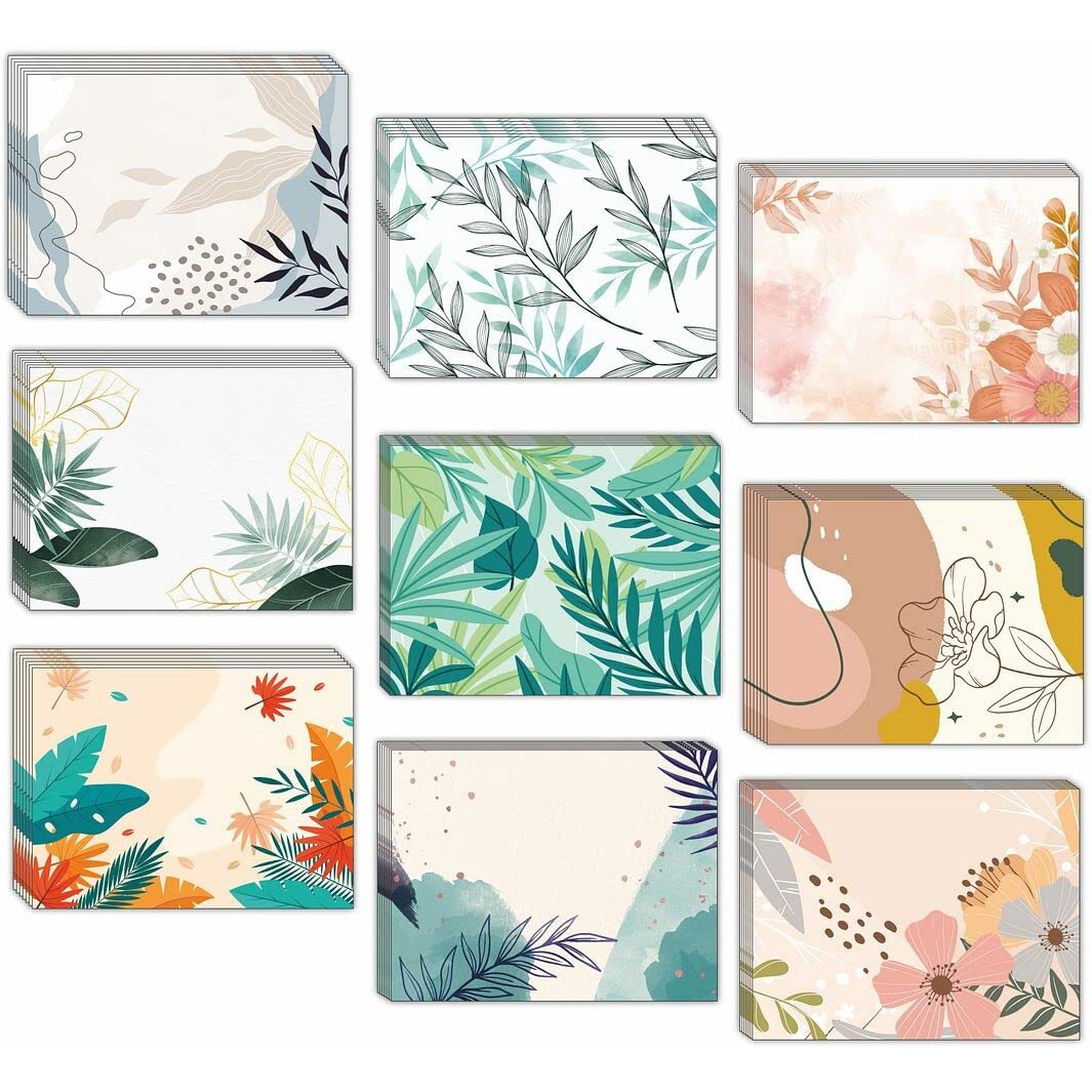 CVANU Attractive 9 Designs Greeting Cards, Blank Notecard With Envelopes for Office, All Occasion(18pcs)(3x4 inch)_c13