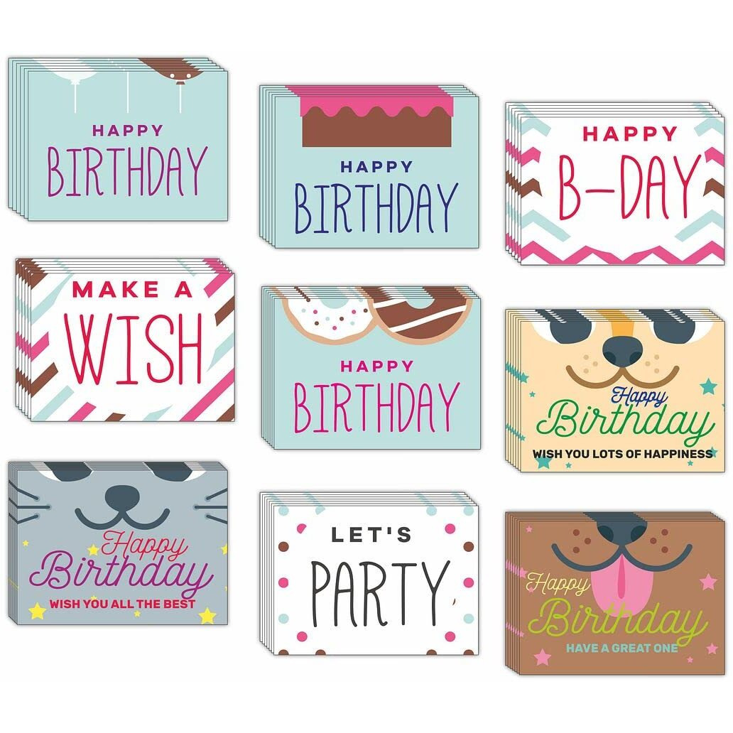 CVANU Attractive 9 Designs Greeting Cards, Blank Notecard With Envelopes for Office, All Occasion(54pcs)(3x4 inch)_c16