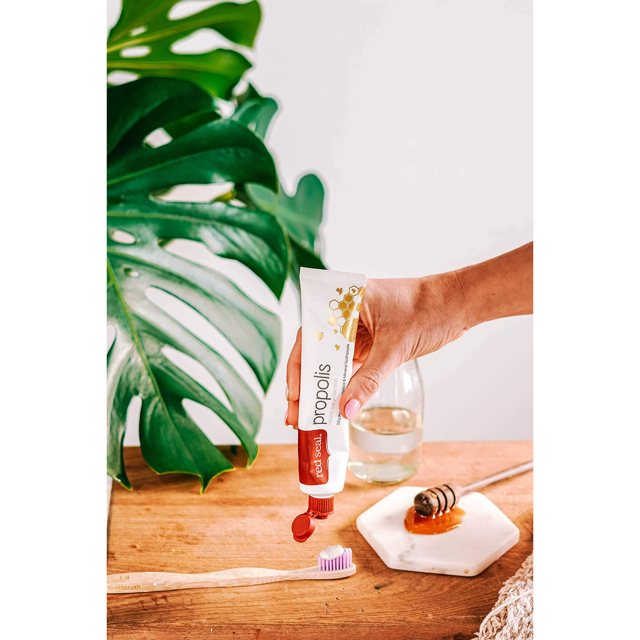 Red Seal Propolis Toothpaste - Toothpaste Made with 100% New Zealand Bee Propolis Extract, Anise, Peppermint, Eucalyptus Essential Oils - No Fluoride, No Preservatives, No Artificial Flavors or Colors