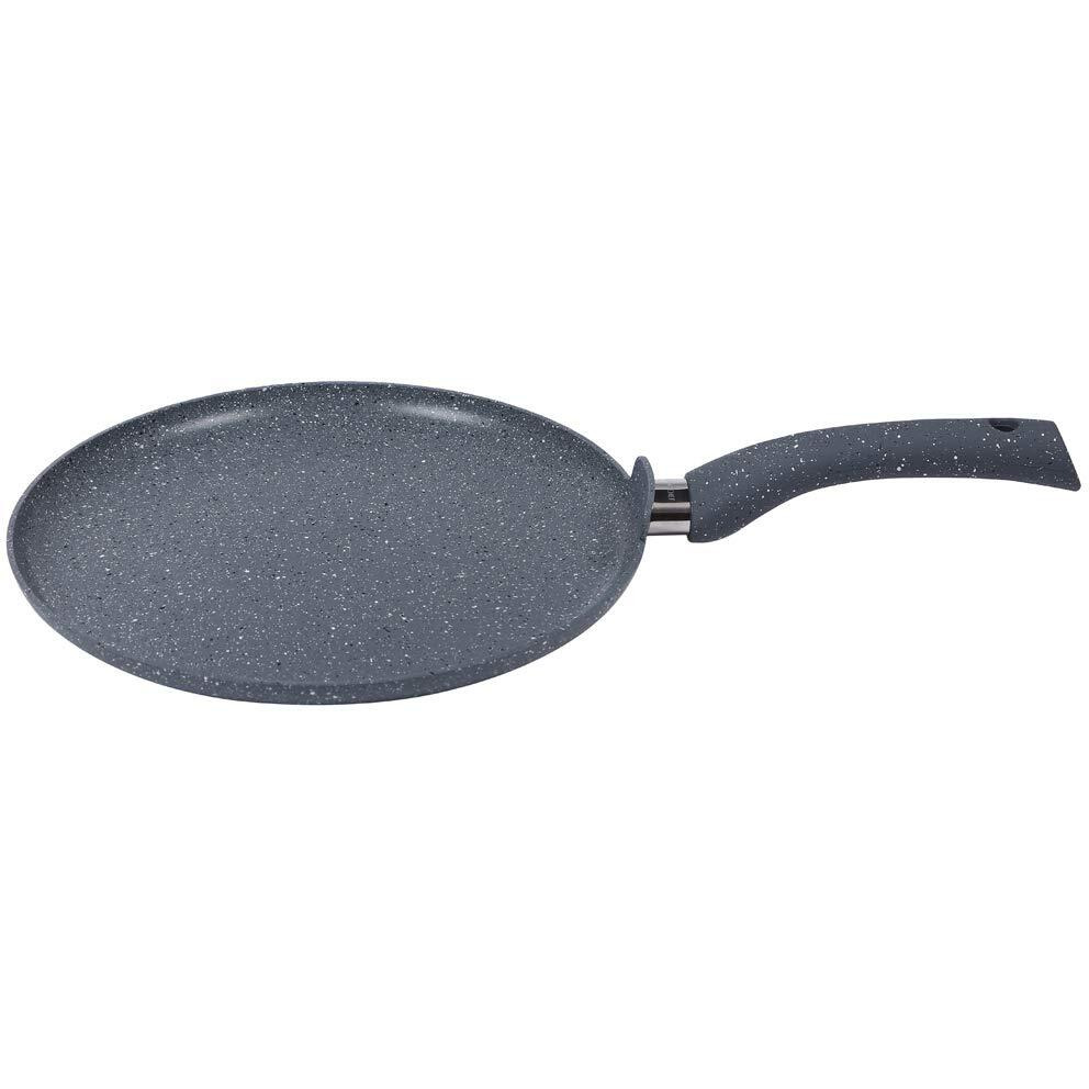 Wonderchef Granite 28cm Non-Stick Dosa Tawa | Induction Bottom | Soft-Touch Handles | Virgin Aluminium | PFOA/Heavy Metals Free | 3.5mm | 2 Year Warranty | Grey