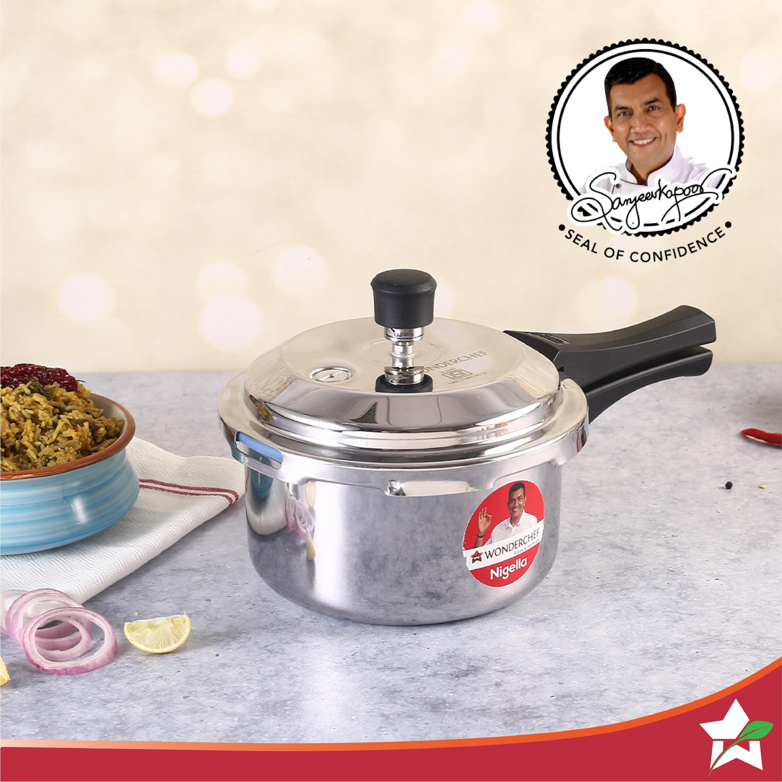 Wonderchef Nigella Tri-Ply Outer Lid Pressure Cooker 3L, 5 Years Warranty