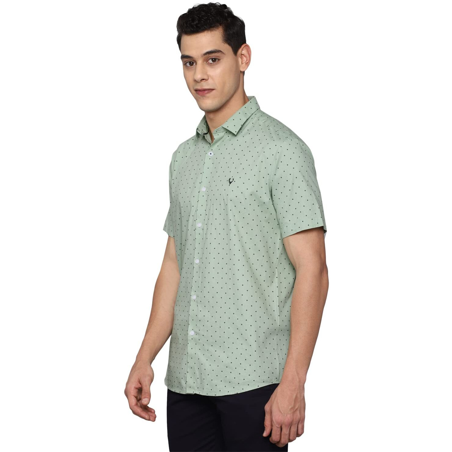 Allen Solly Men's Printed Straight Regular Fit Shirt (Asshqspf741597_Green 39)
