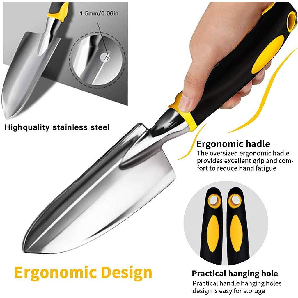 HASTHIP 5Pcs Gardening Tools for Garden Home Patio, Heavy Duty Aluminum Tools Set with Gardening Transplanting Spade, Cultivator, Pruner, Trowel and Gardening Gloves, Durable Gardening Accessories