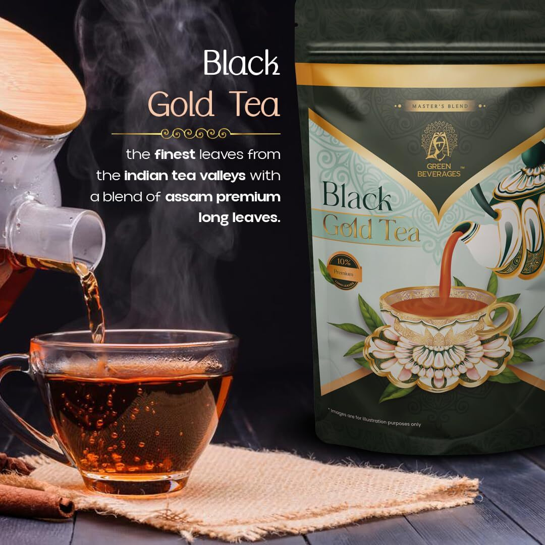 Green Beverages Black Gold Assam Select Tea 250g | Blend of Premium Assam Gardens | Leaf Tea | Strong and Kadak Chai | Hand-crafted by Master Tea Experts | Milk Tea