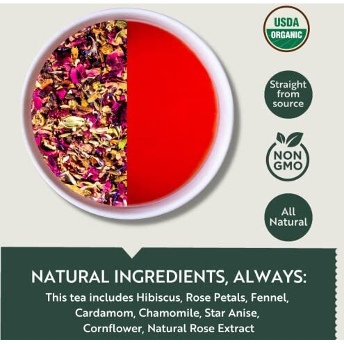Luxmi Estates African Rose Herbal Tea 25 Tea Bags (50gm) Pack |USDA Certified Organic Tea|Hibiscus,Roses|Decaffeinated|Flavourful|100% Natural|Support A Healthy response