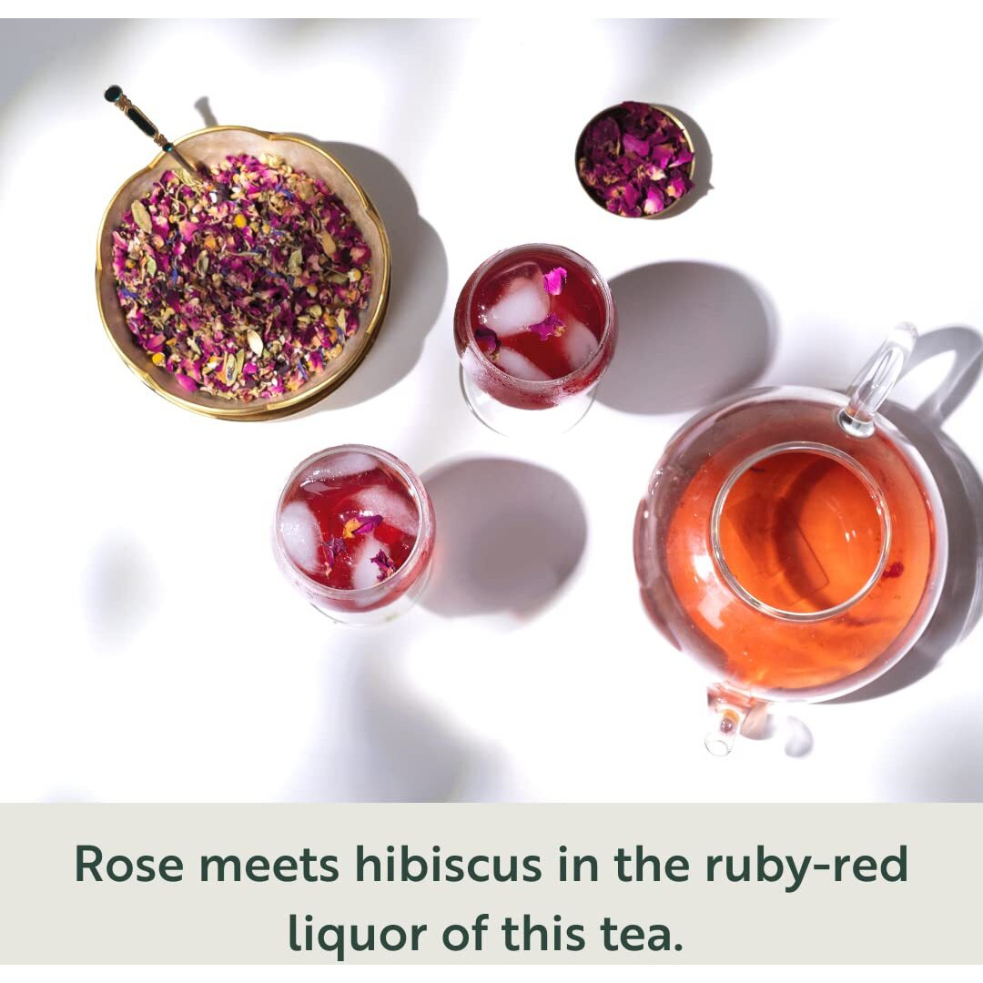 Luxmi Estates African Rose Herbal Tea 50gm Tin | Certified Organic Tea|Hibiscus,Roses|Decaffeinated|Flavourful|100% Natural