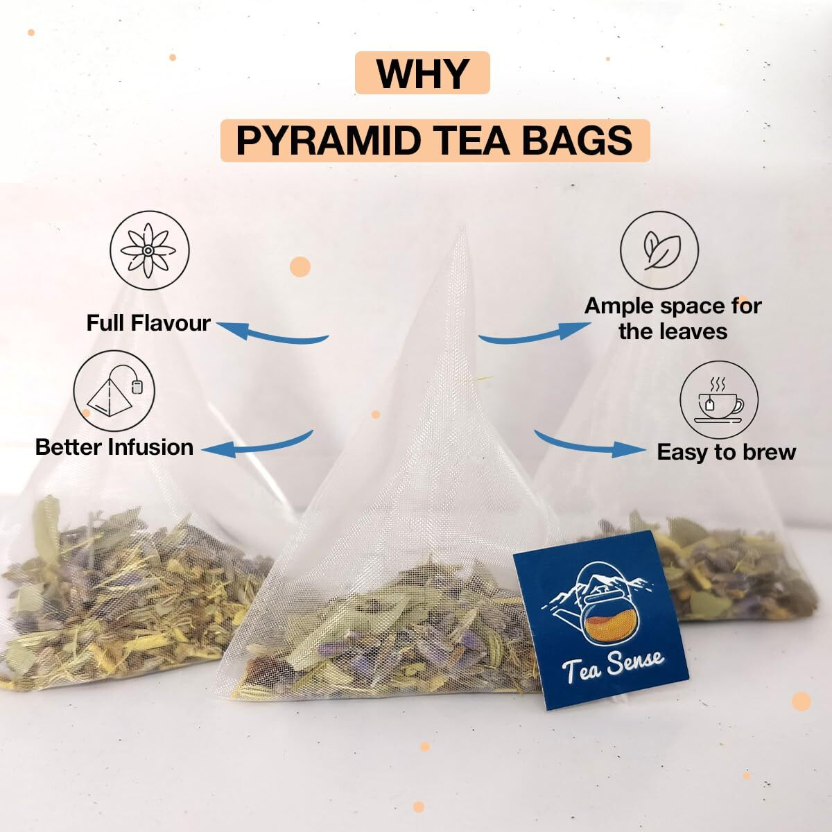 TEA SENSE Digestive Health Tea | Relieve Constipation, Gas and Bloating | 15 Pc Pyramid Tea Bags | Ajwain, Methi, Cumin, and More | Natural Digestion Support