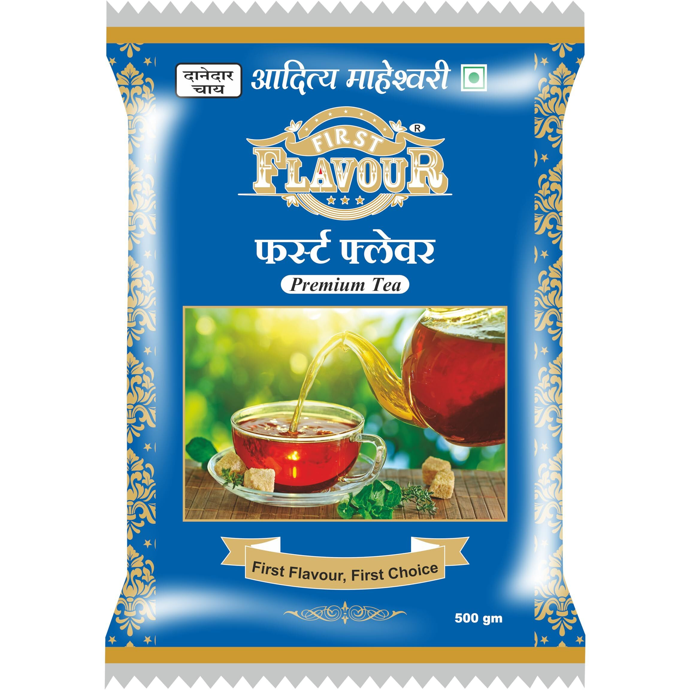 First Flavour | Premium Danedaar Leaf Tea | Strong Kadak Chai | Regular Black Tea | Fresh Assam Tea | Premium Chai Patti | Strong, Aromatic & Rich in taste | 500gm Pouch(Pack of 1)