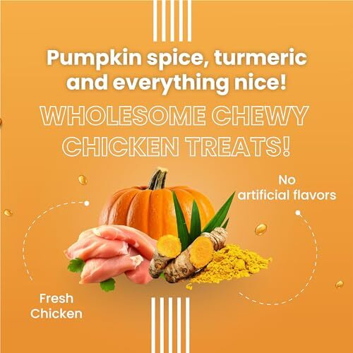 Bark out Loud by Vivaldis Glow & Shine Turmeric Chewstix - Fresh Chicken Stick Cat & Dog Treats with Pumpkin & Grape Seed Extract for Shiny Skin & Coat- Dogs & Cats of All Life Stages 100g