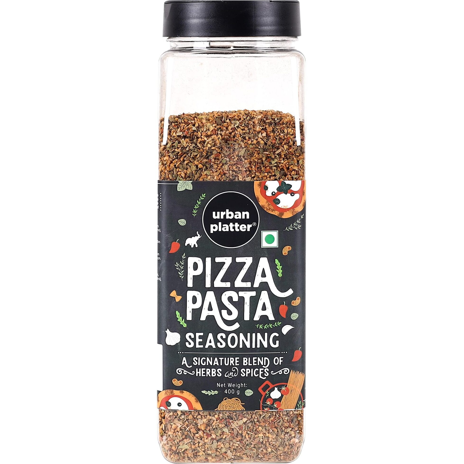 Urban Platter Pizza & Pasta Seasoning Shaker Jar, 400g / 14oz [Full of Aromatic Herbs]