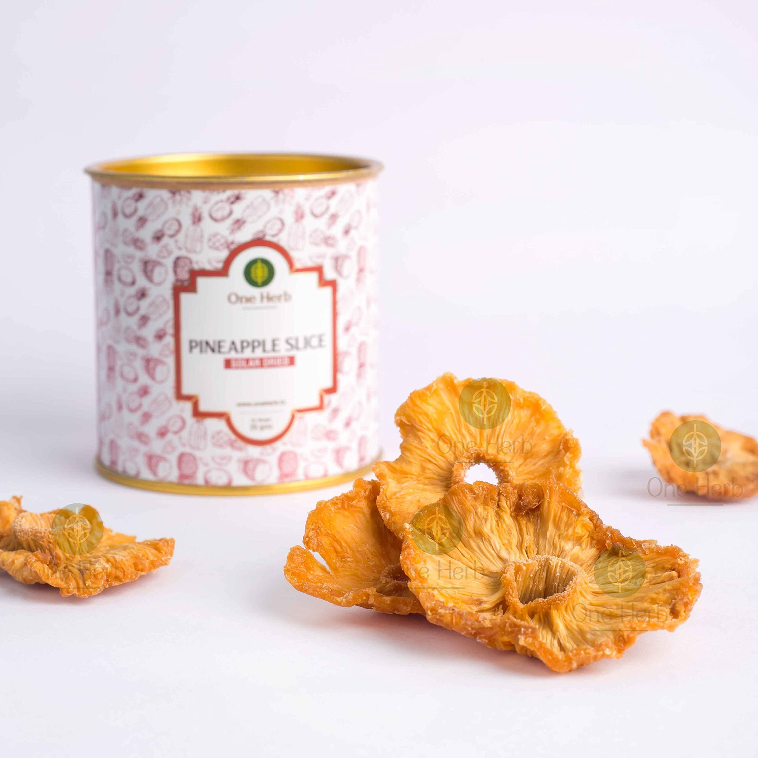 One Herb  Dried Pineapple  Solar Dried 25g, Dehydrated for Baking, Enhances immune System, Reduces Tummy Bloating, Good Source of Collagen