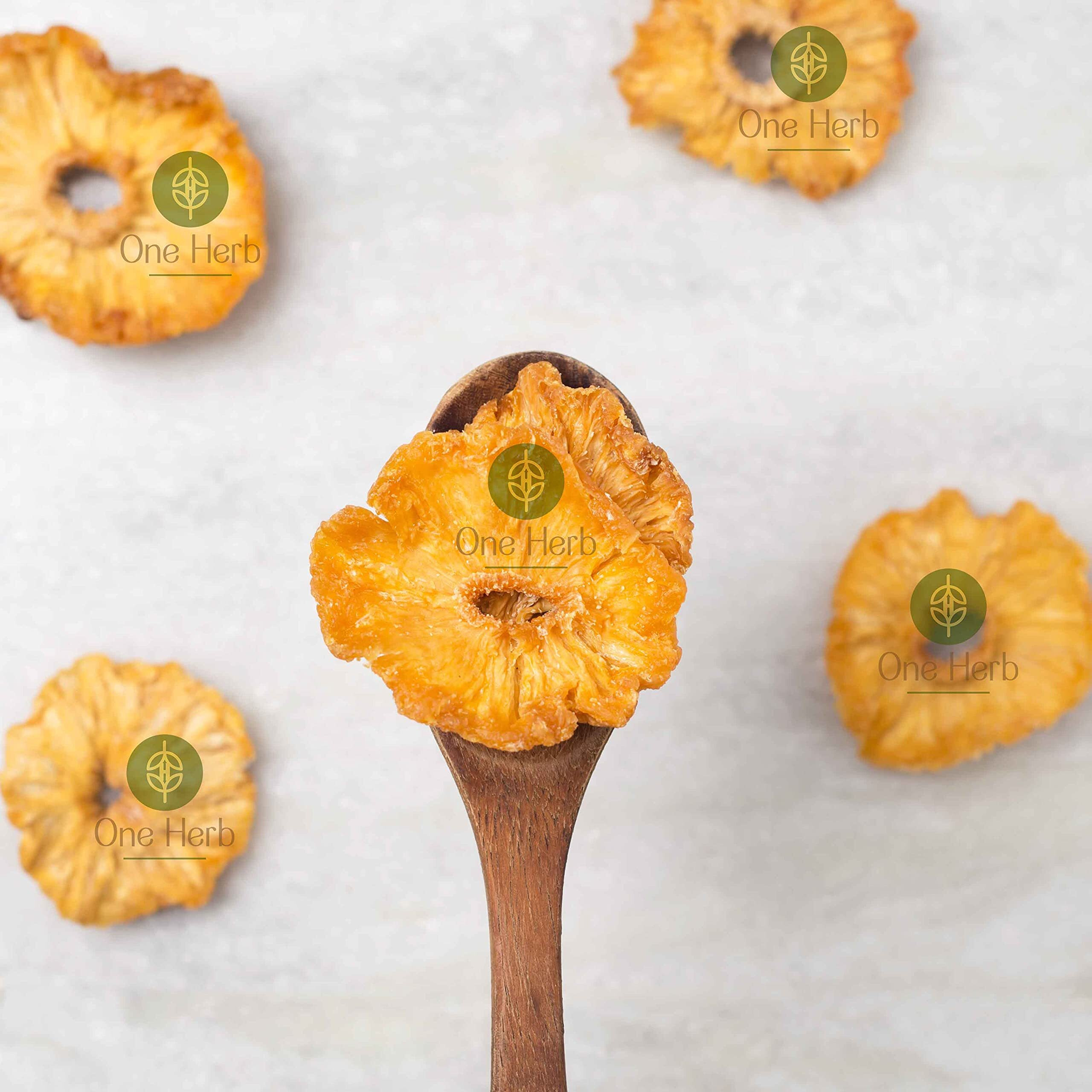 One Herb  Dried Pineapple  Solar Dried 25g, Dehydrated for Baking, Enhances immune System, Reduces Tummy Bloating, Good Source of Collagen