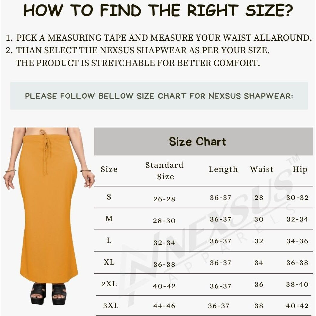 Nexsus apparels Saree Shapewear | Saree Petticoat for Women (XL, MUSTARD)