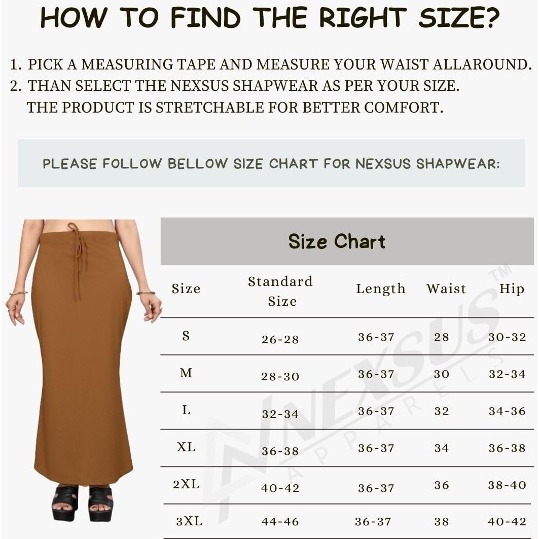 Nexsus apparels Saree Shapewear | Saree Petticoat for Women (3XL, BROWN)