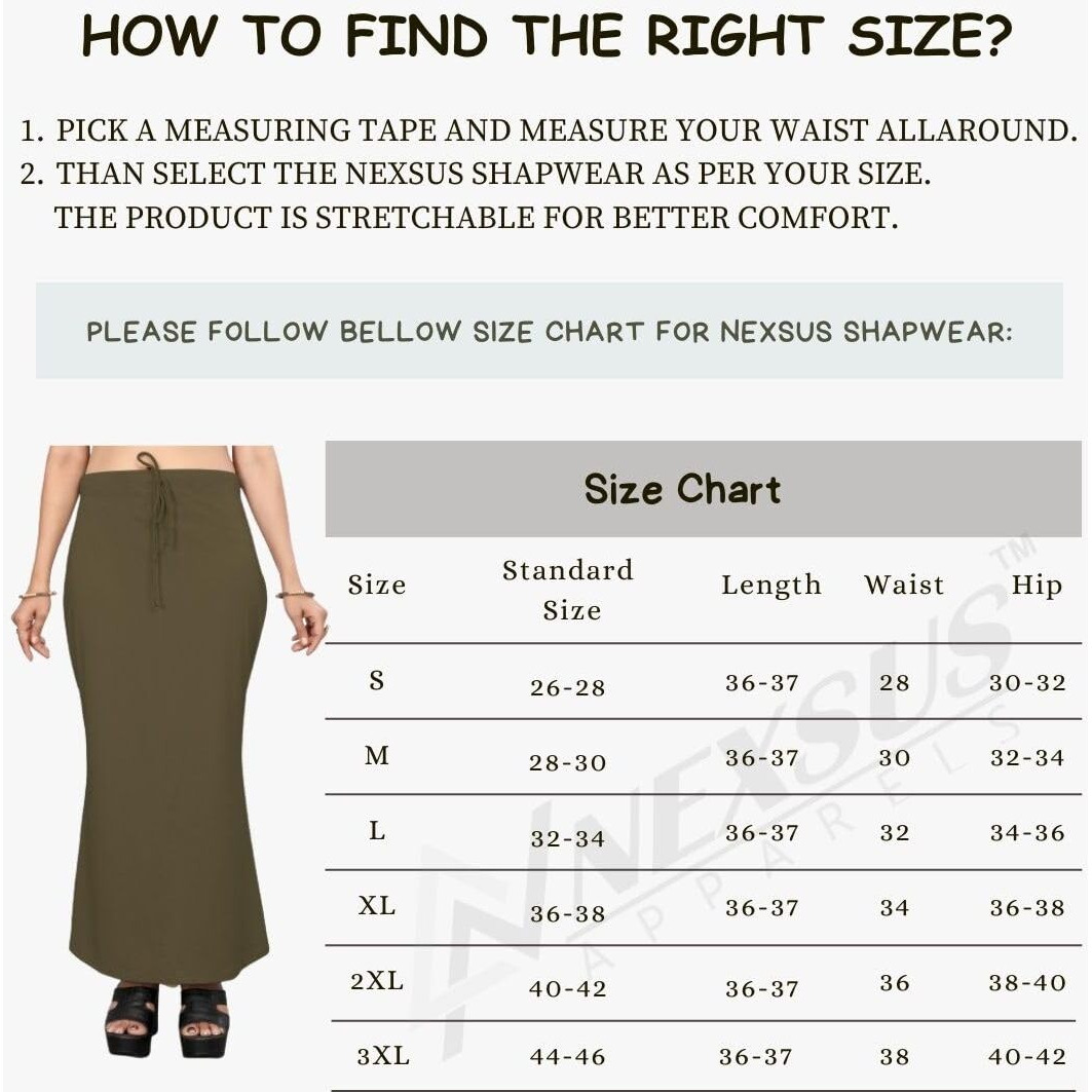 Nexsus apparels Saree Shapewear | Saree Petticoat for Women (2XL, OLIVE)