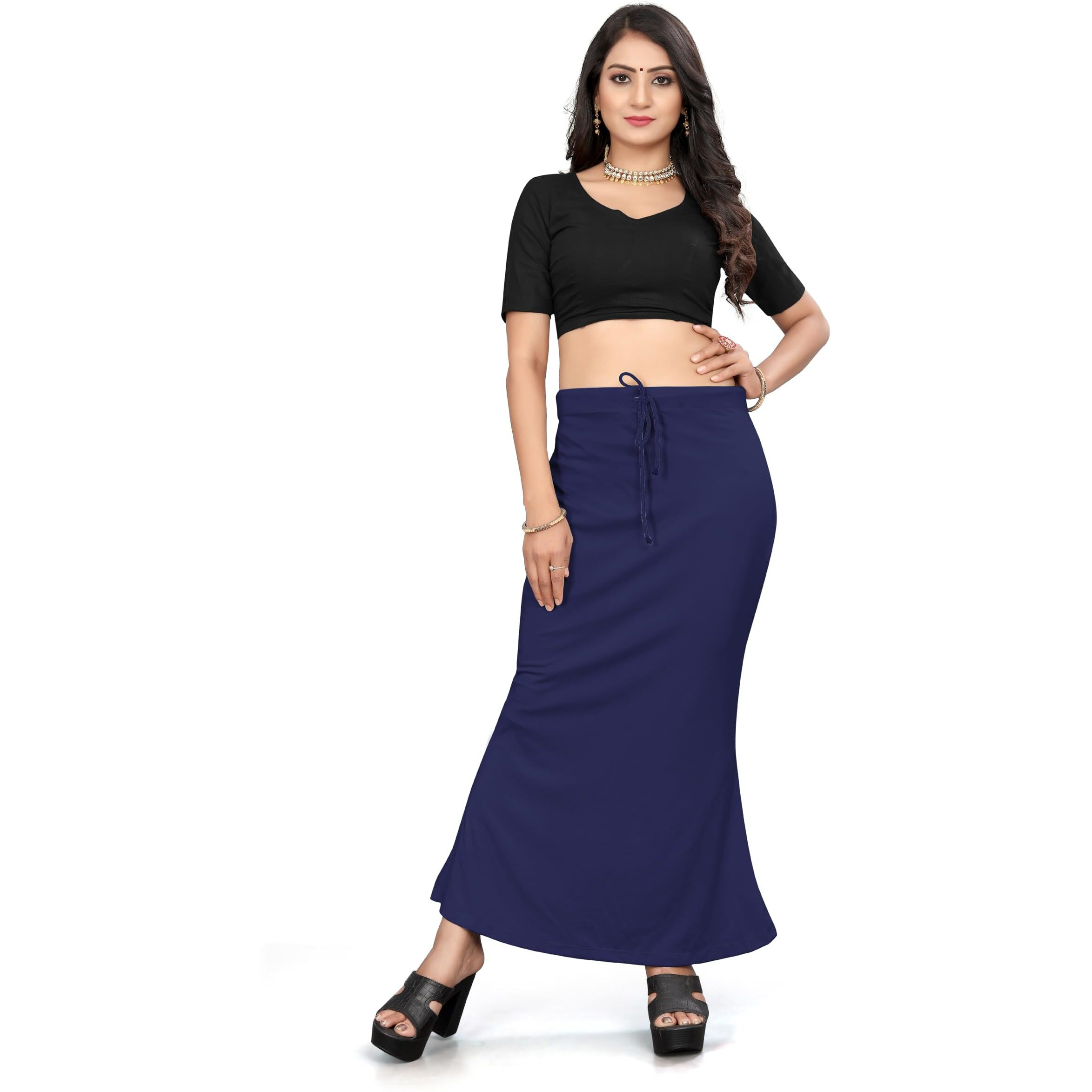 Nexsus apparels Saree Shapewear | Saree Petticoat for Women (S, NAVY BLUE)