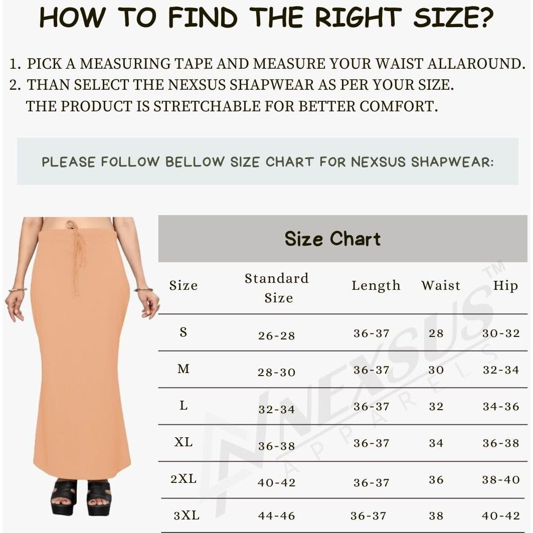 Nexsus apparels Saree Shapewear | Saree Petticoat for Women (2XL, GOLD BEIGE)