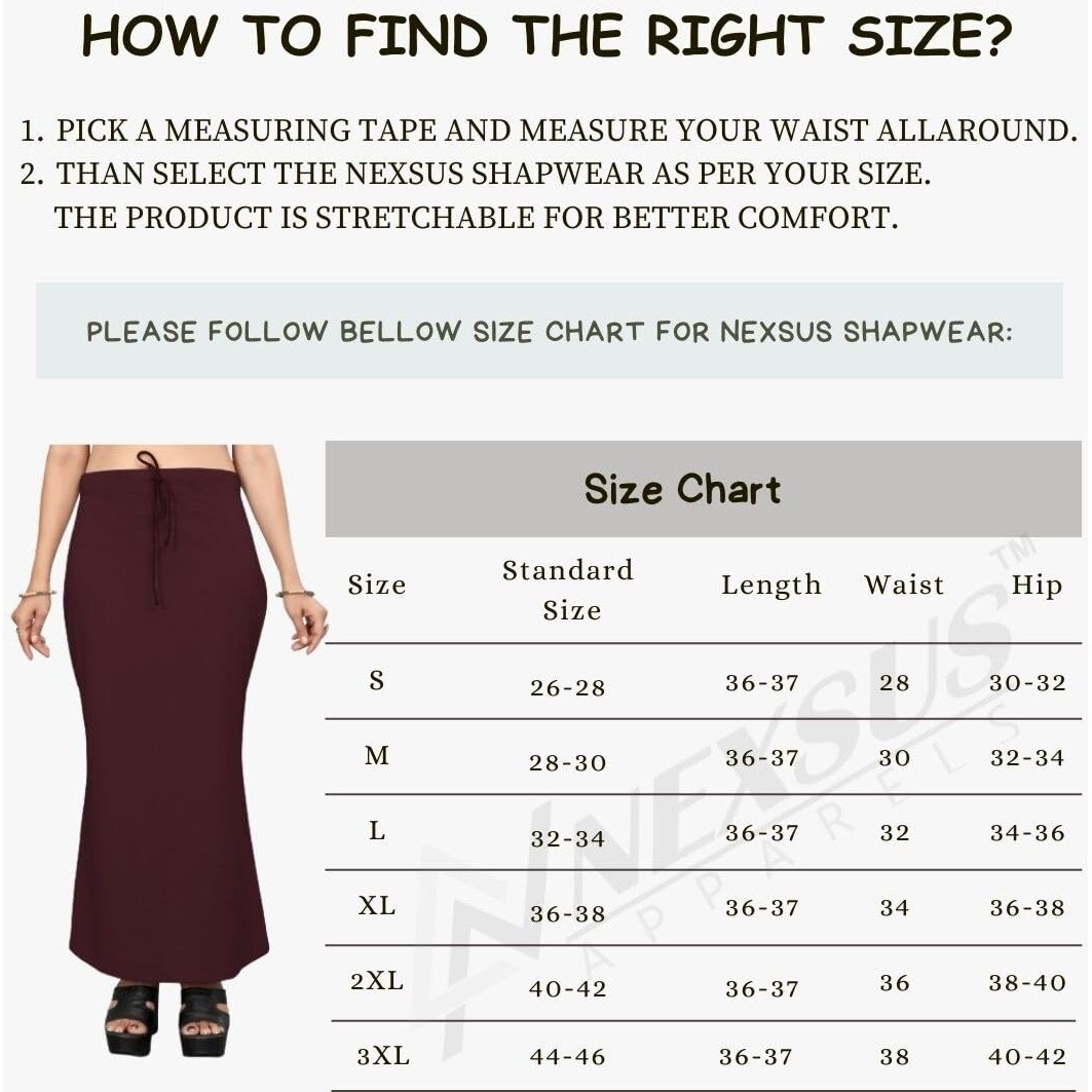 Nexsus apparels Saree Shapewear | Saree Petticoat for Women (XL, WINE COLOR)