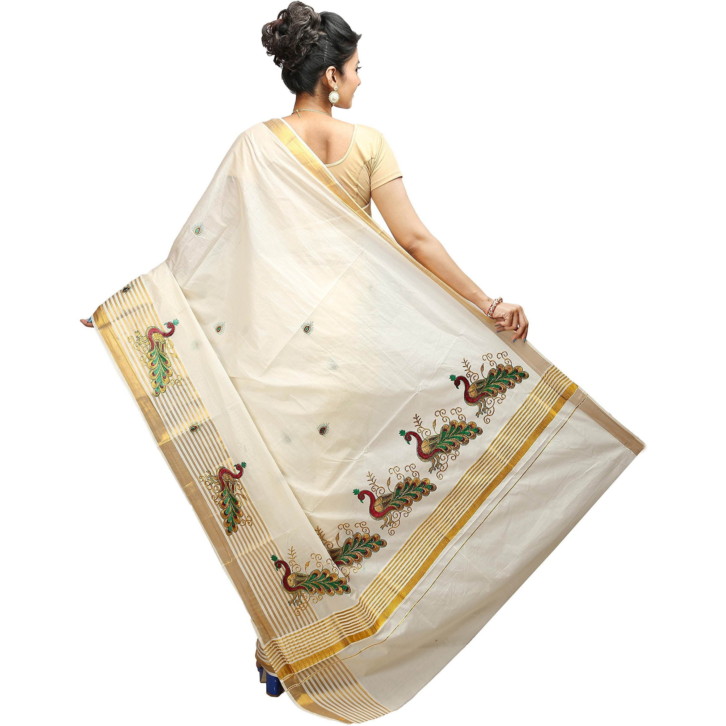 JISB Womens Kasavu Cotton Saree With Running Blouse (JIS SAREE F59_Cream)