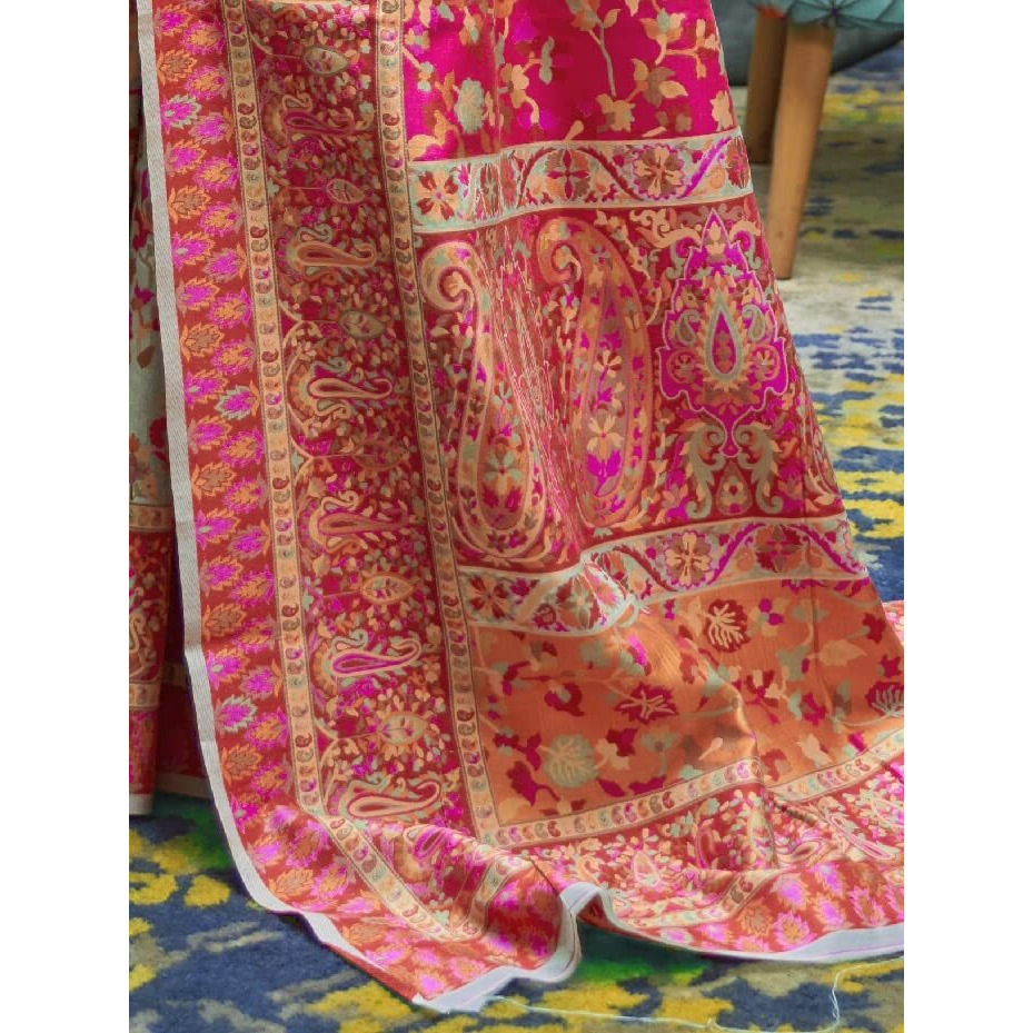 AKHILAM Womens Cotton Blend Woven Design Saree with Unstitched Blouse Piece(Sea Green_KSMIR178003)