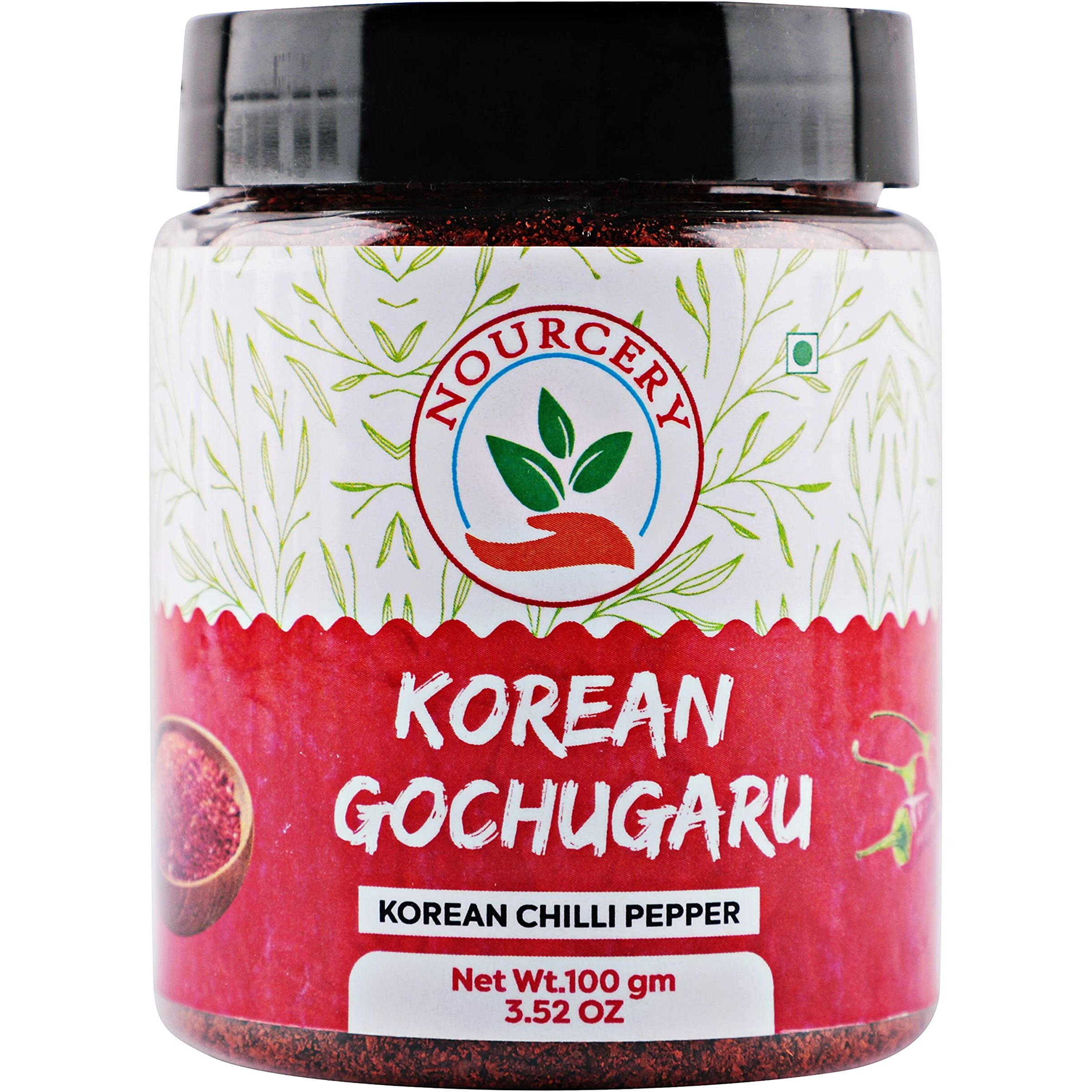 NOURCERY Korean Gochugaru, 100Gm (Korean Chili Pepper Coarse Flakes), Black Pepper [Coarse ground Korean Dried Chilli Peppers | Smoky & Spicy| Use for Kimchi and other Korean Dishes]