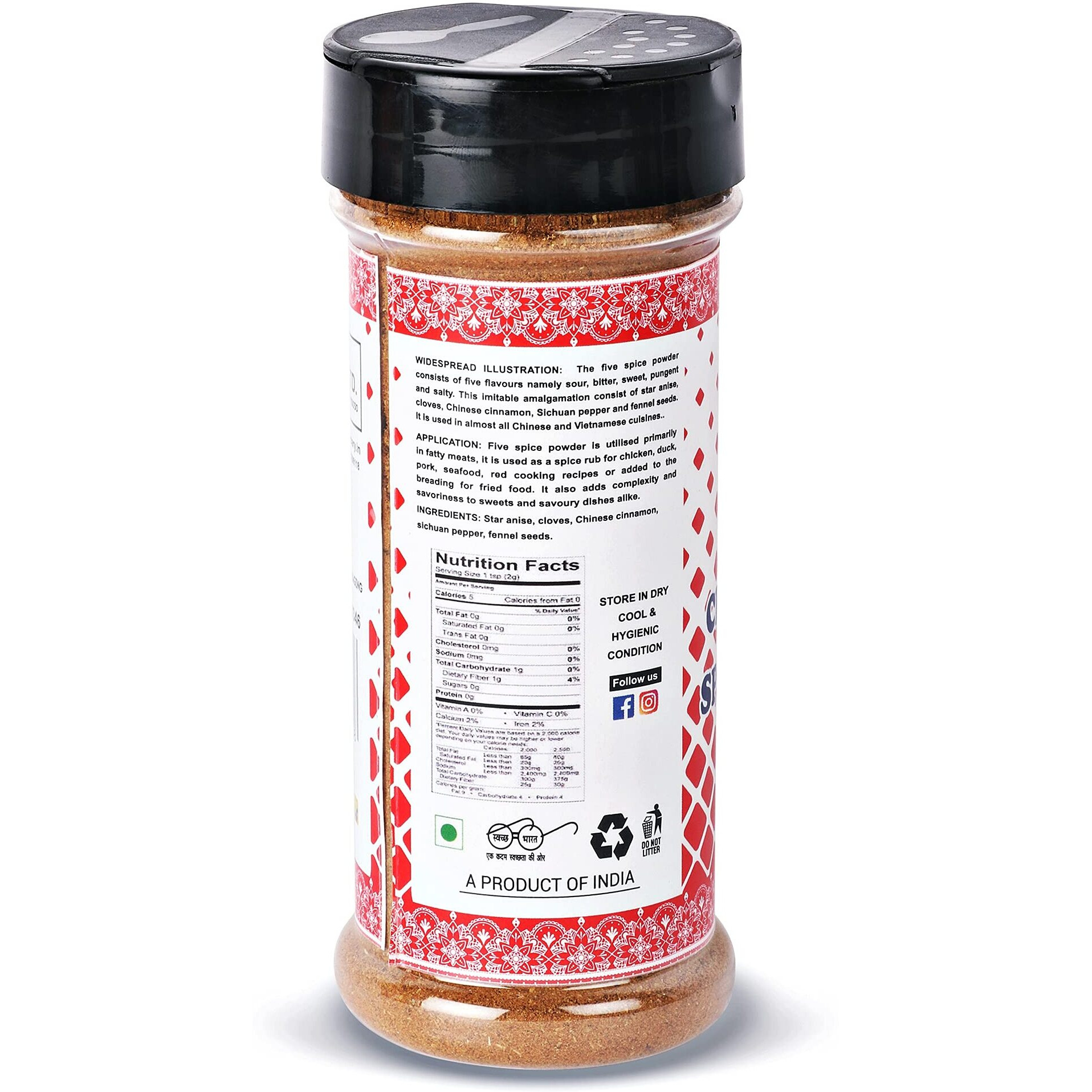 Nourcery Chinese Five Spice Powder, 100g (Oriental Spice Blend)