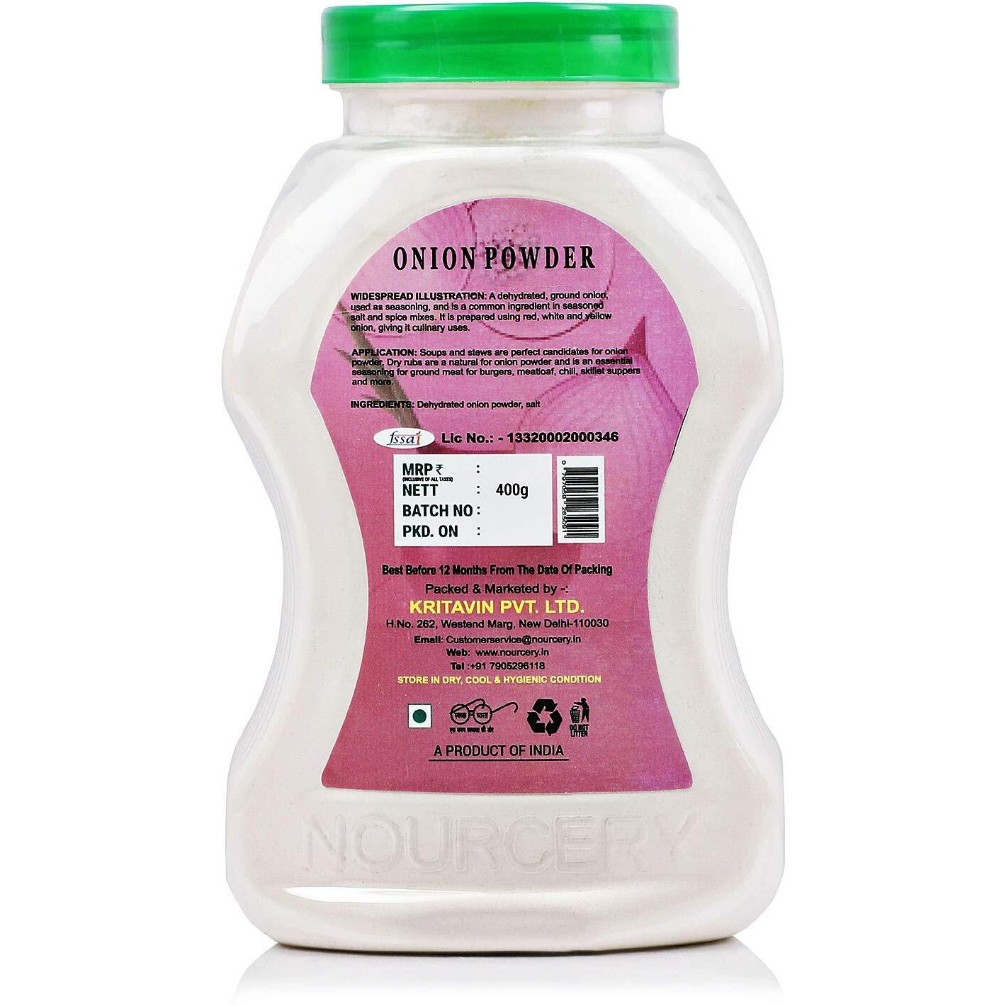 Nourcery Onion Powder, 400g (DEHYDRATED GROUND ONION)