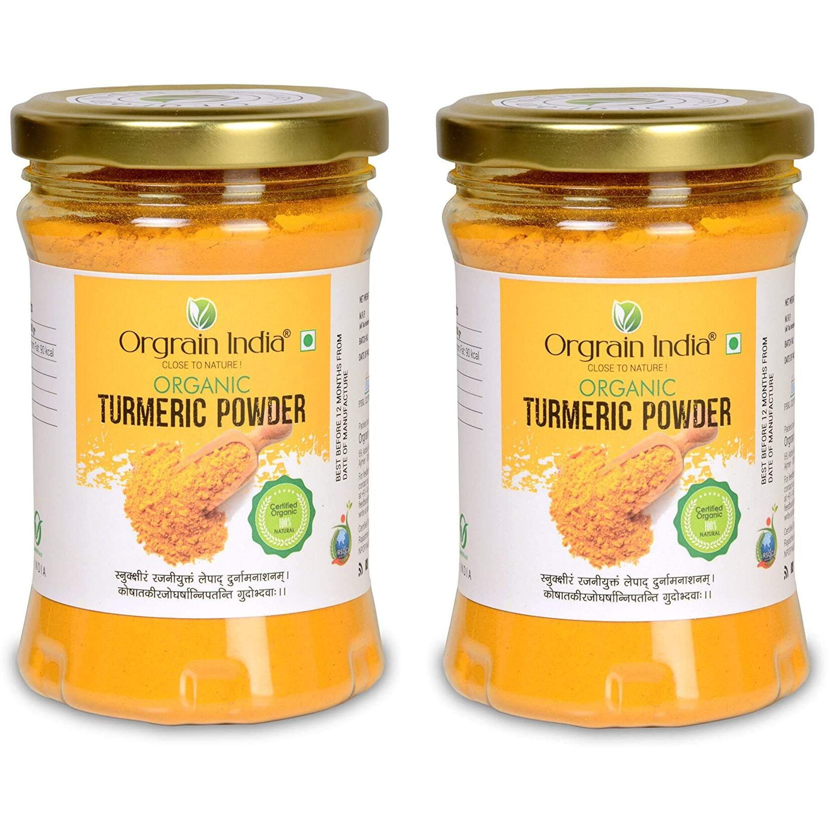 Orgrain India Organic Turmeric Powder 300g (Pack of 2 * 150g) with high Curcumin Content | Immunity Booster | Company-Owned Farmlands | Freshly Ground Haldi Powder | Lab Tested