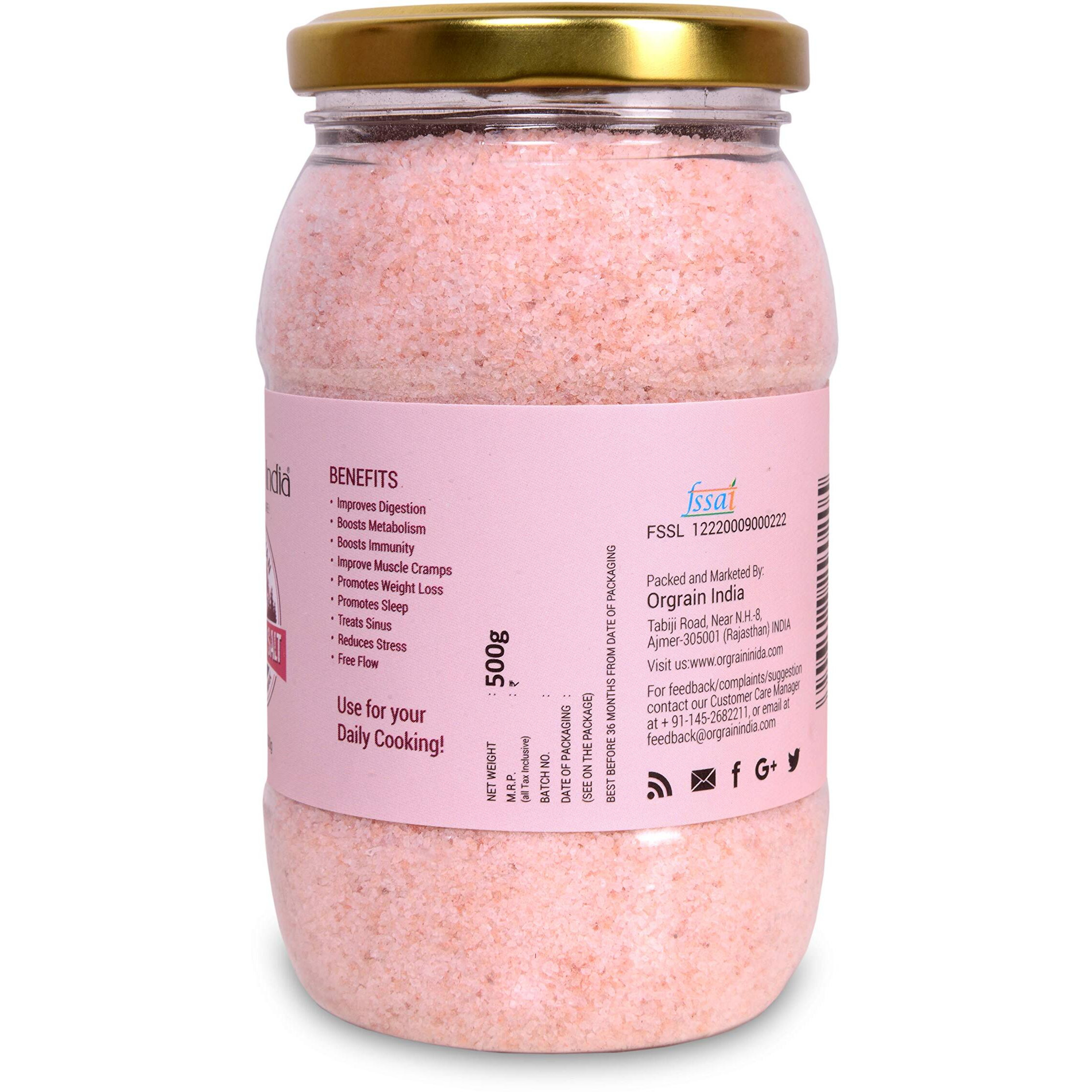 Orgrain India Authentic Himalayan Pink Salt Powder 2 kg (Pack of 4 * 500g) | 80+ Minerals | Trace Elements | Healthy Cooking | No Adulteration