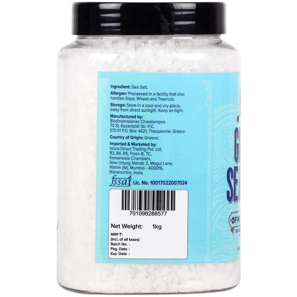 Urban Platter Greek Sea Salt of Messolonghi, 1Kg (Coarse Sun-dried Salt from Greece, Pure Mediterranean Sea Salt for Seasoning and Finishing | Ideal to Make brine and Sprinkling on breads and Salads)