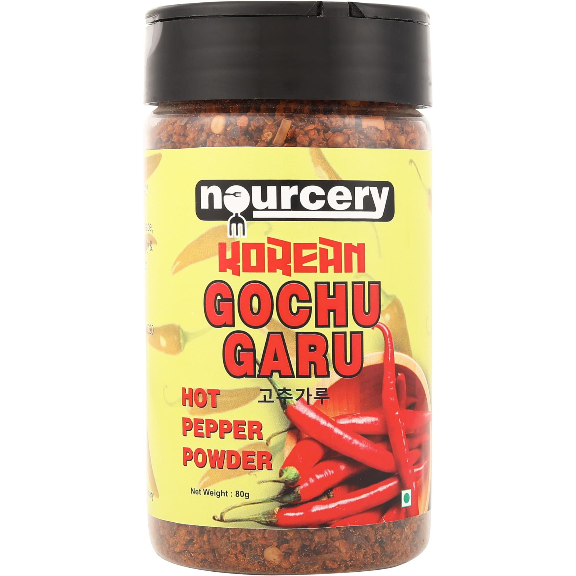 Nourcery Korean Gochugaru Hot Pepper Powder, 80g [Coarse ground Korean Dried Chilli Peppers | Smoky & Spicy| Use for Kimchi and other Korean Dishes]