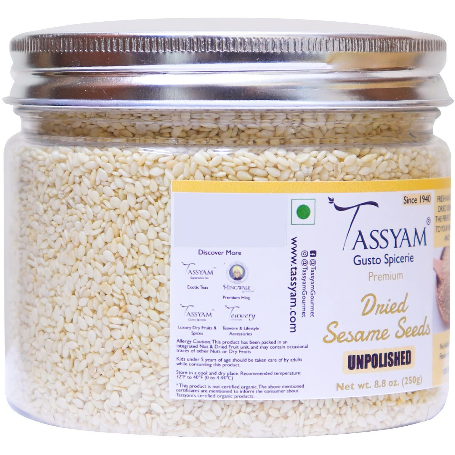 Tassyam Unpolished Sesame Seeds 250g/ 8.81 oz | All Natural Til Beej