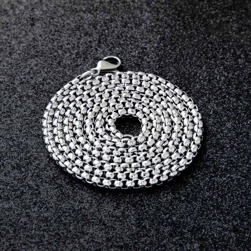 THE MEN THING SILVER ROUNDED BOX - 3mm Chain Stainless Steel 22 inch Necklace for Men & Boys