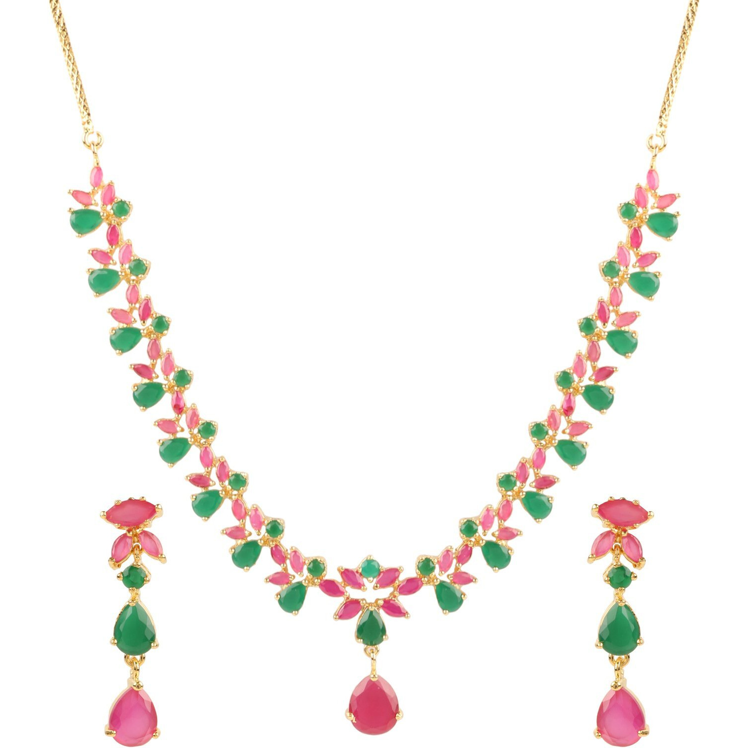 Swasti Jewels Gold Plated CZ Zircon Fashion Jewellery Set Necklace Earrings for Women