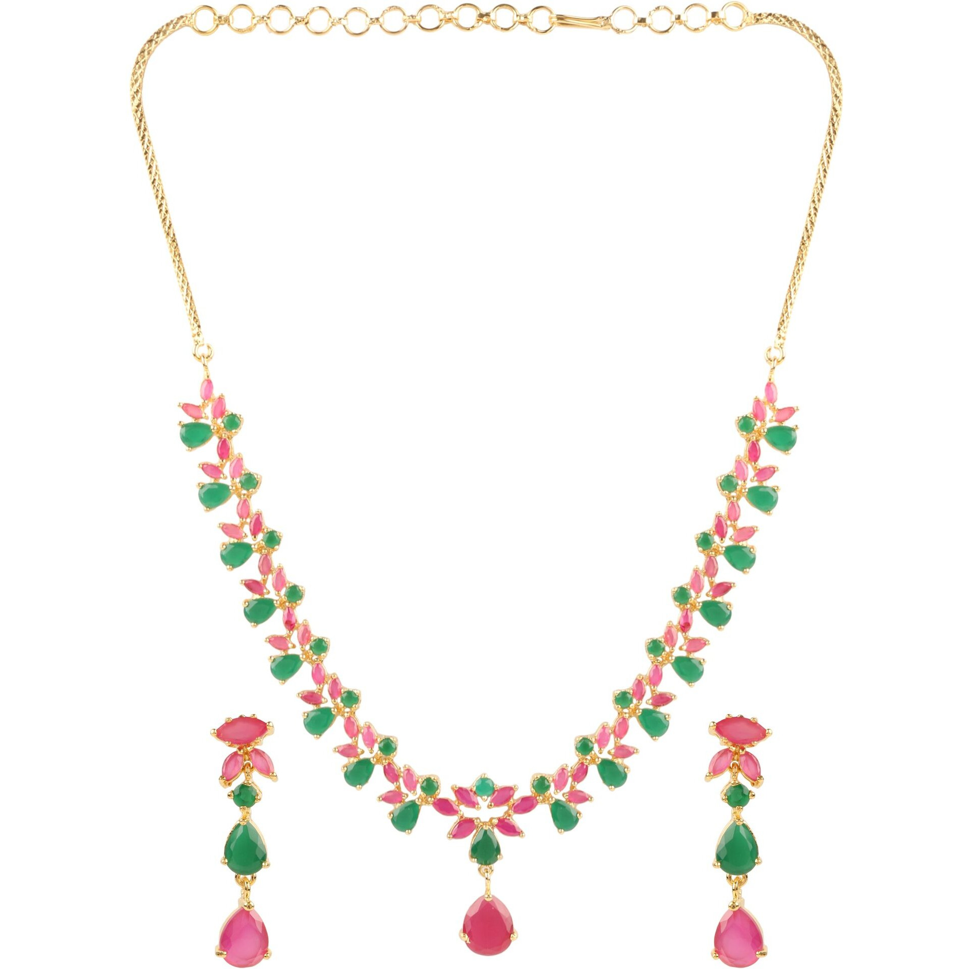 Swasti Jewels Gold Plated CZ Zircon Fashion Jewellery Set Necklace Earrings for Women