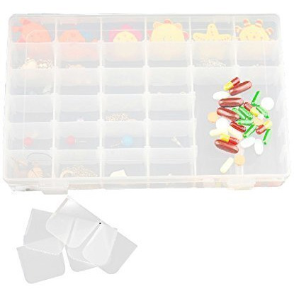 Kexes Wokqixak Single Layer 36 Compartment Plastic Transparent Jewelry Medicine Makeup Storage Box Multipurpose Portable Jewelry Box Accessories For Earrings Ring Storage Box