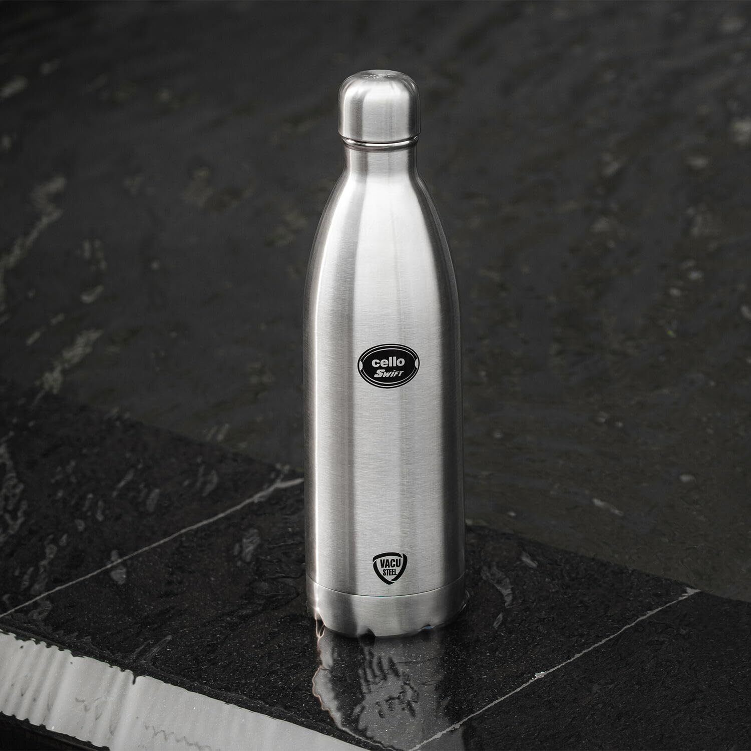 Cello Swift Thermosteel Water Bottle 500ml, Silver | 24 Hours Hot & Cold | Rust & Leak Proof | Ideal for Office, Gym, Home, Kitchen, Hiking, Trekking, Travel Bottle