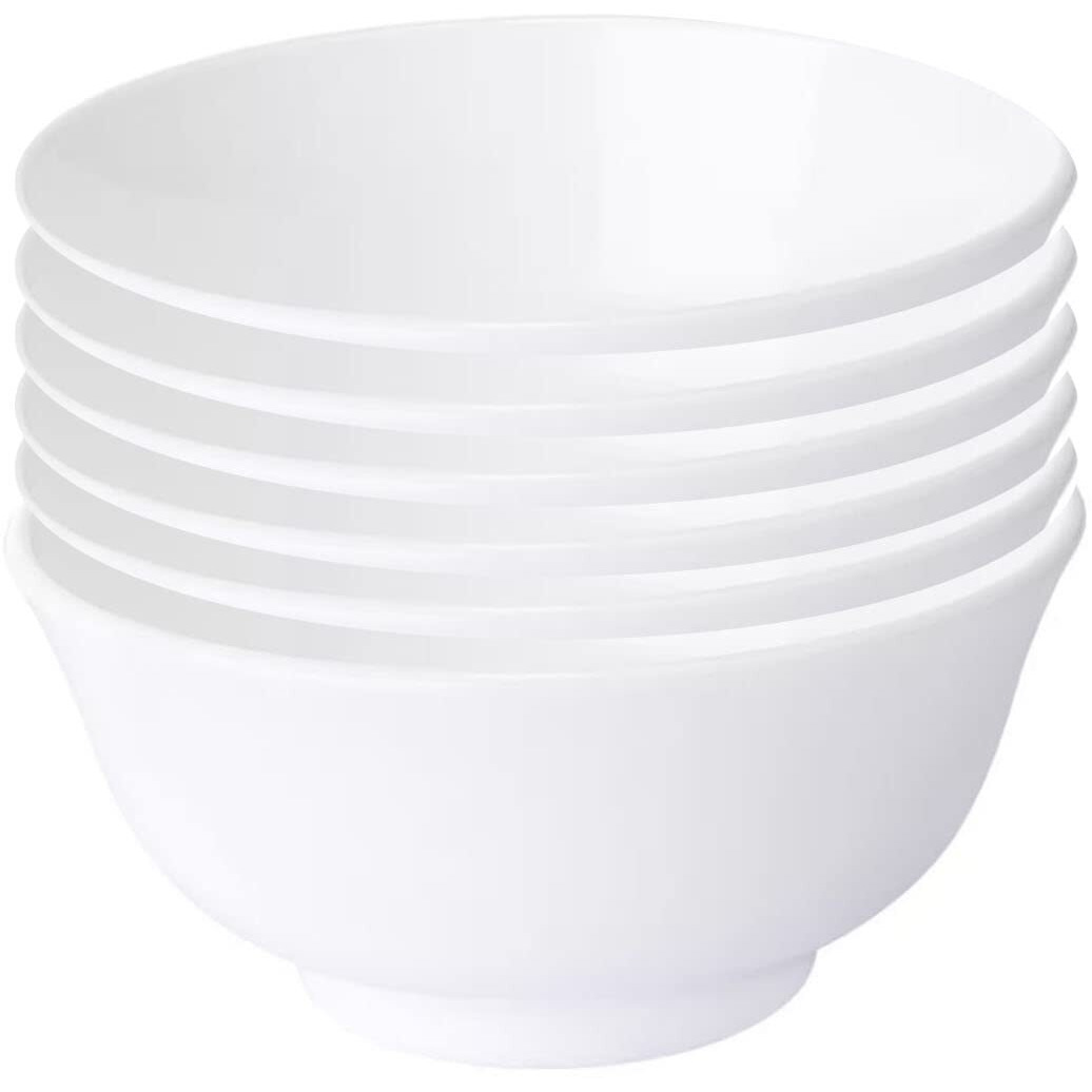 BS Case IKEAA Tempered Opal Glass Dinnerware Plates and Bowls (Pack of 6) (Rice Bowl, white11 cm (4))