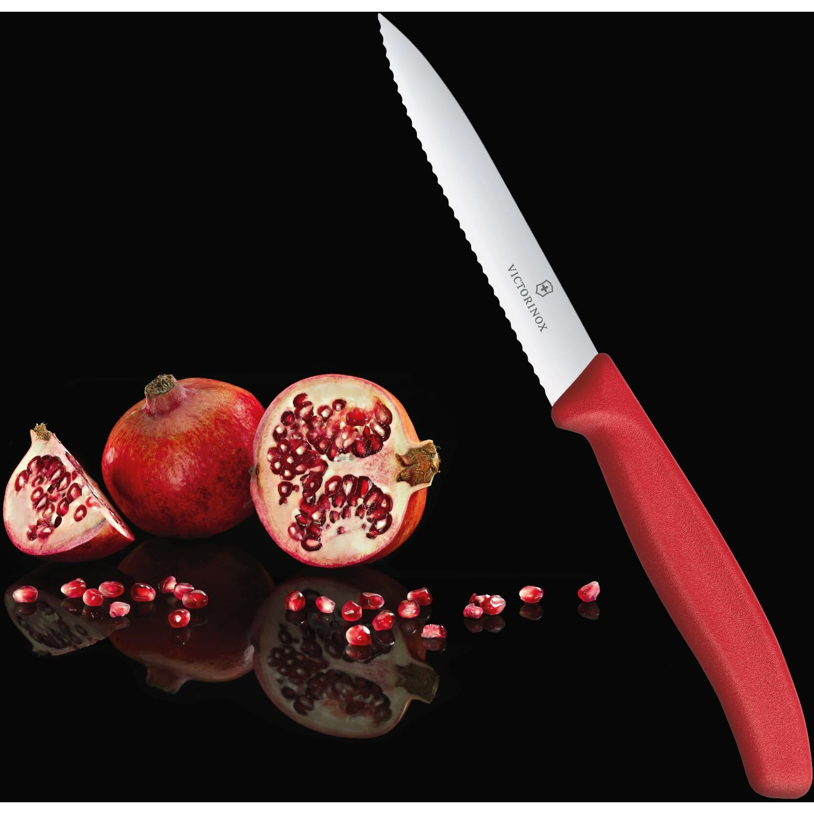 Victorinox, Swiss Classic KITCHEN KNIFE/ PARING KNIFE/ SERRATED KNIFE 10 cm, Wavy Edge -RED colour.