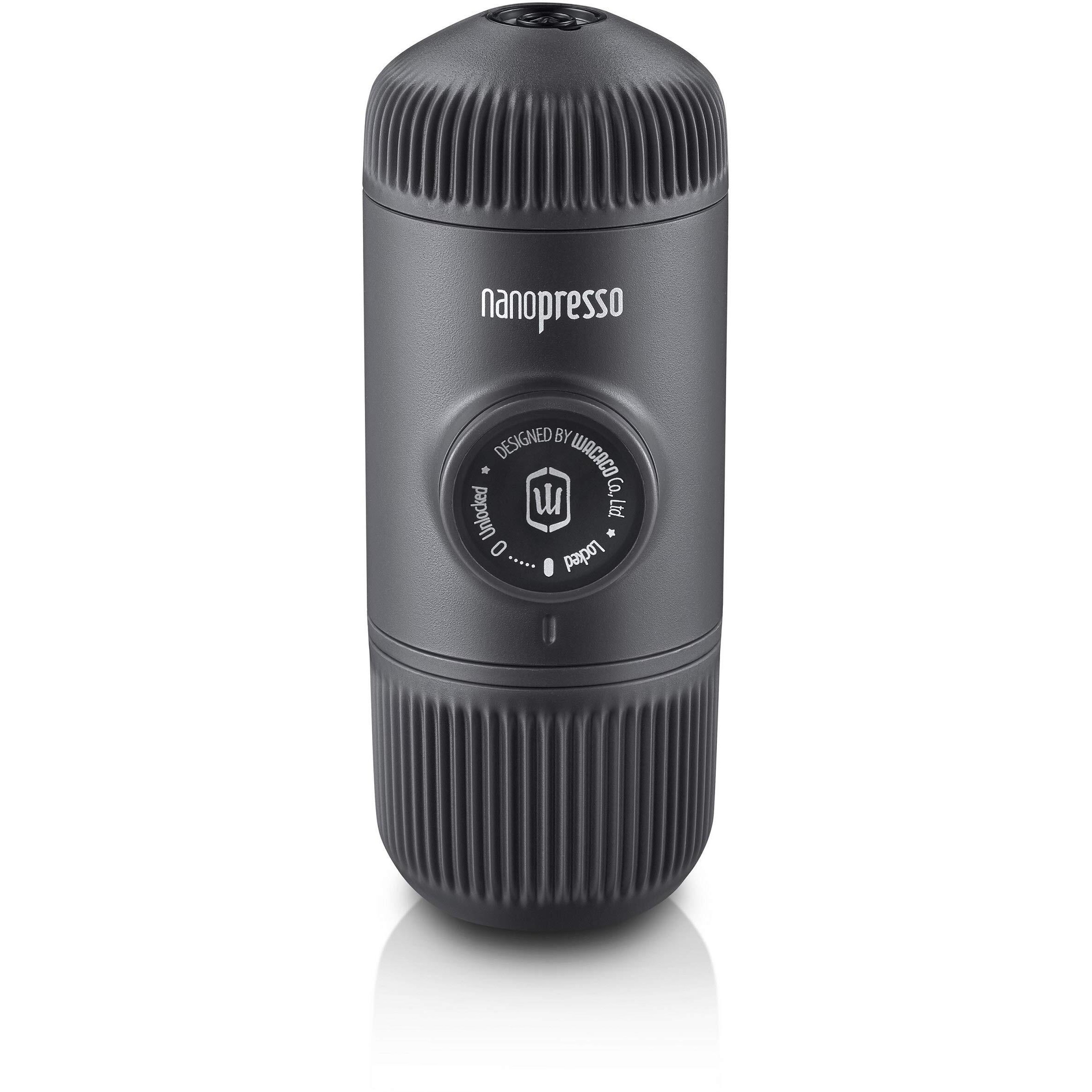 Wacaco Nanopresso Manually operated Mini Portable Espresso Maker- With Adapter-Extra Small Coffee machines for Travel, Camping, Office-Black