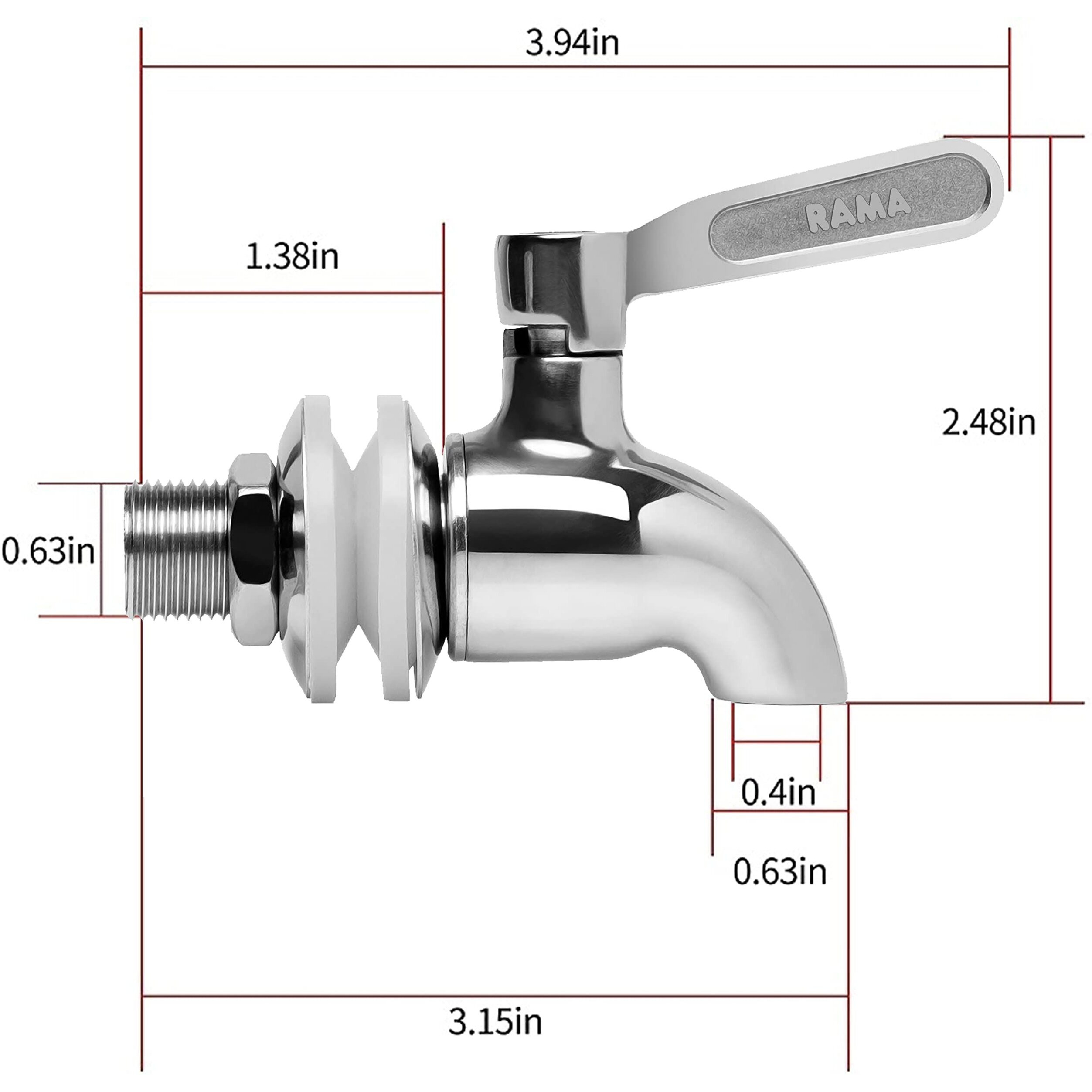 RAMA Stainless Steel Tap, Made with 304 High Grade Stainless Steel, 1-Year Manufacturer Warranty, Sleek and Modern Design (for RAMA Water Filters Only)
