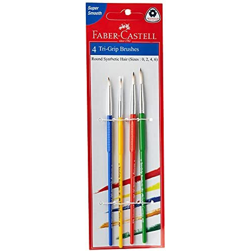Faber-Castell Tri-Grip Brush - Round, Pack of 4 (Assorted)