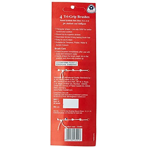 Faber-Castell Tri-Grip Brush - Round, Pack of 4 (Assorted)