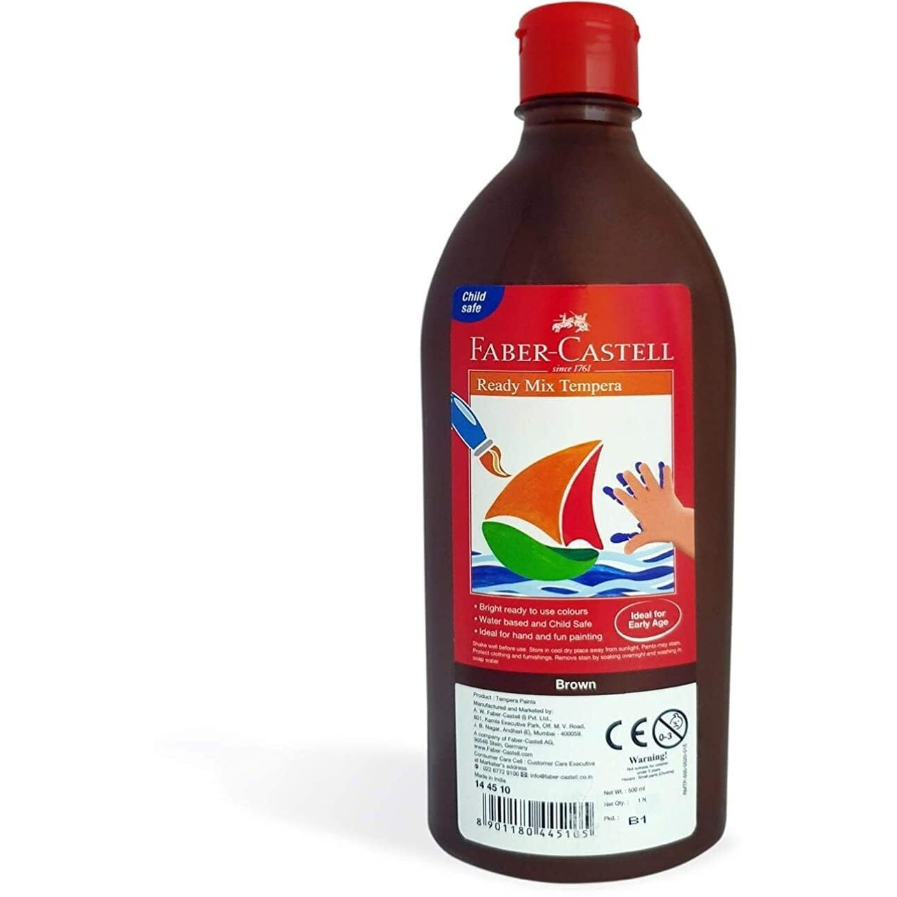 Faber-Castell Ready-Mix Tempera Bottle 500ml (Brown)