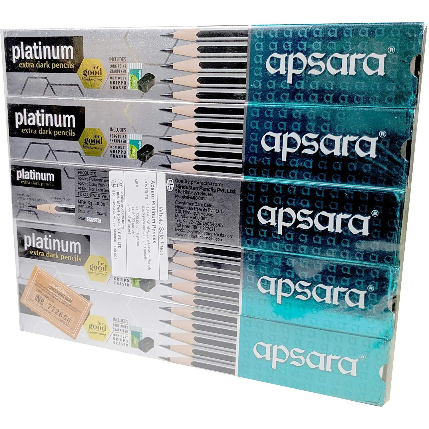 Apsara Platinum Extra Dark Pack of 10 Box of 100 Pencils