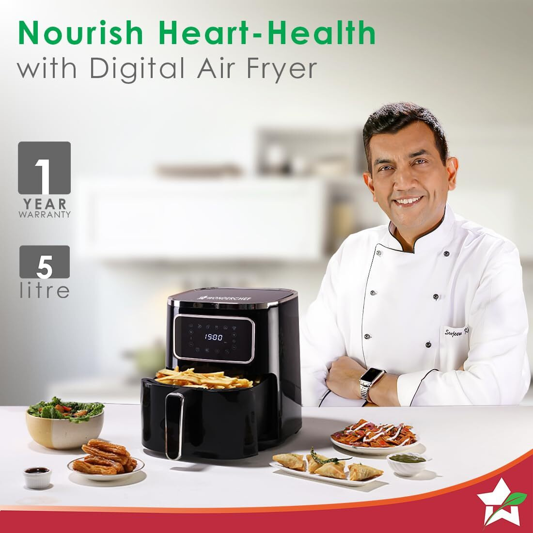 Wonderchef Platinum Air Fryer| Digital| Rapid Air Technology| Temperature and Time Control| Digital Interface| 5 Liters| 1 Year Warranty