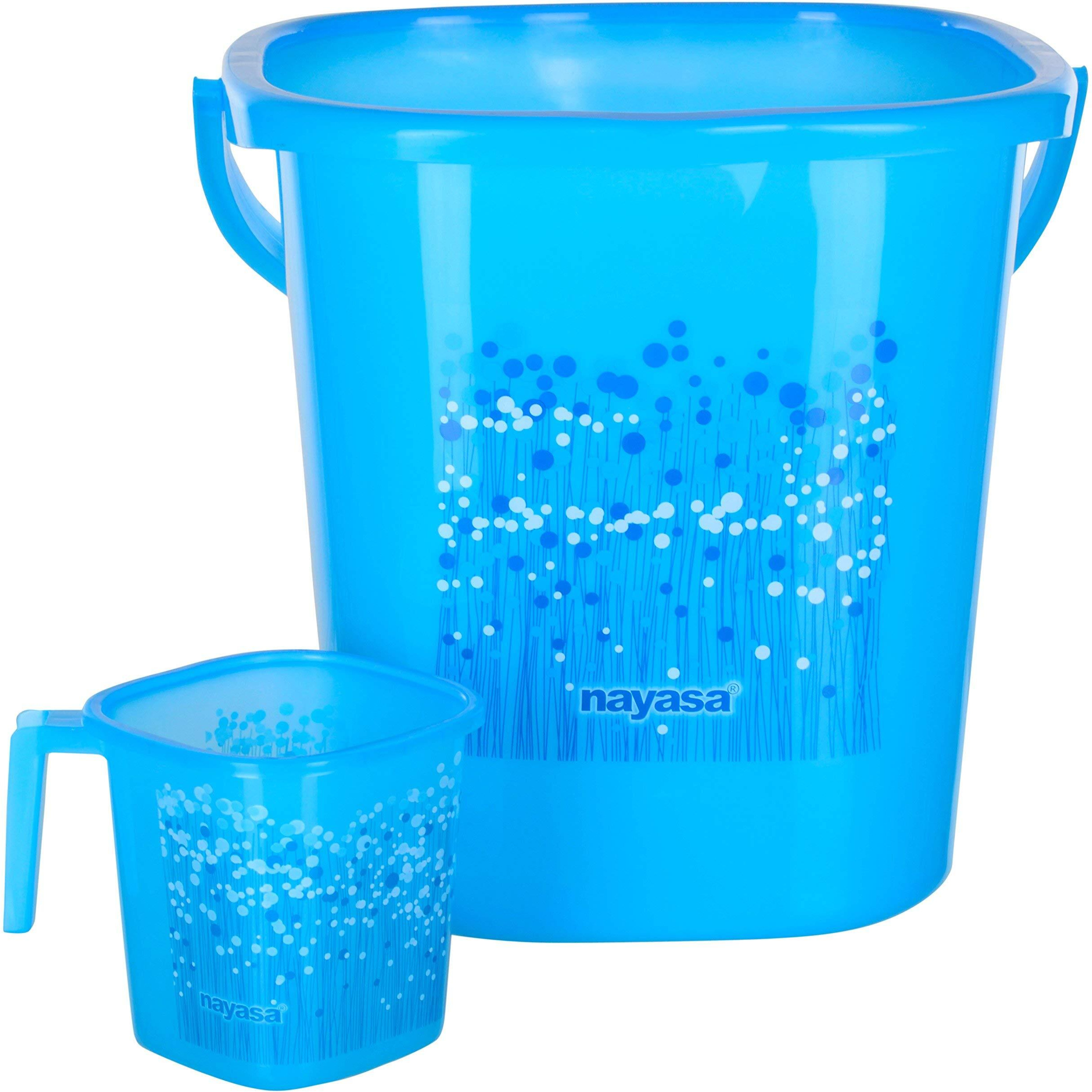 Nayasa 2 Piece Plastic Bathroom Bucket and Mug Set, Blue - by AAROHI13