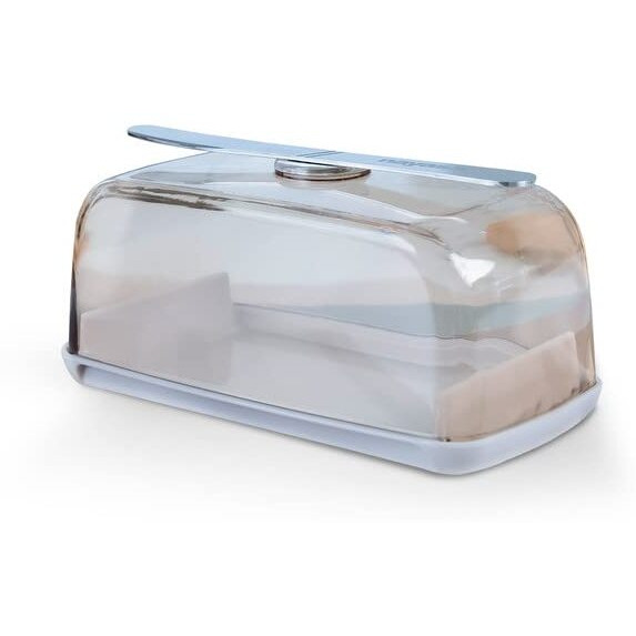 Nayasa Smart Butter Dish with Magnetic Butter Knife Holder & Side Section, Brown