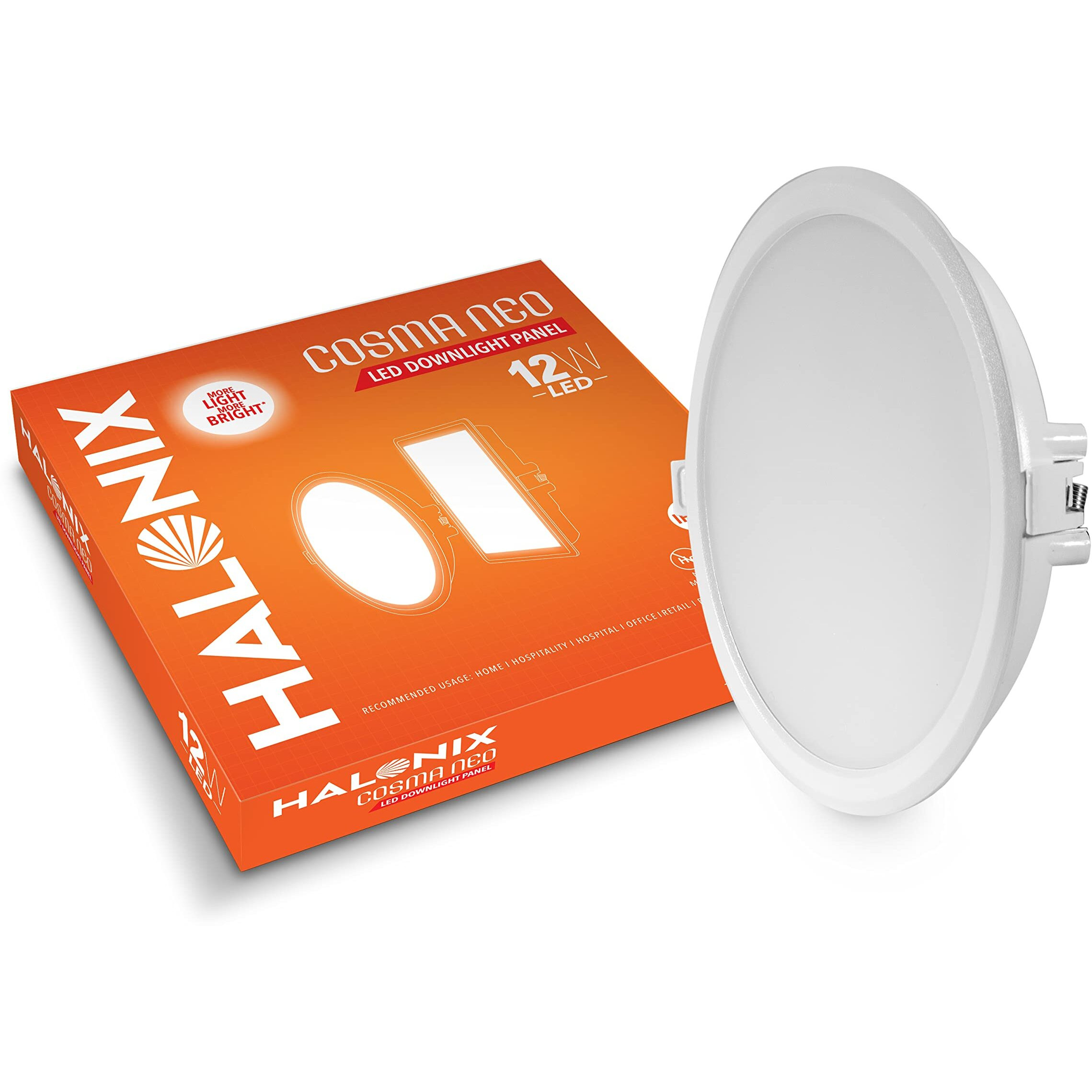 Halonix Cosma Neo 12W 6500K white Recess Round led downlighter | Pack of 1 | Cut Out 5.7 inch | LED Ceiling Light for Home and Hall